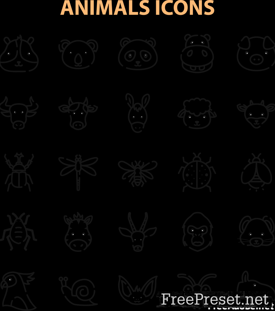 Animal Face Icons Set