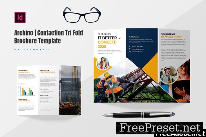 Archino | Contraction Trifold Brochure Template 3L88FY3