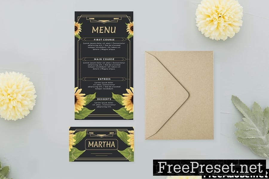 Art Deco Sunflower - Wedding Invitation