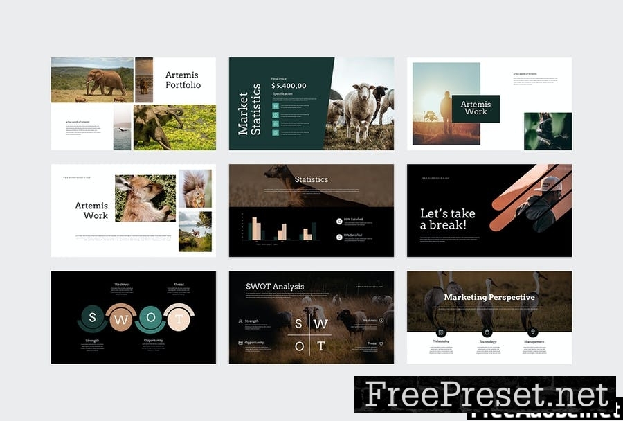 Artemis - Animal Photography Powerpoint Template WZNQSWZ