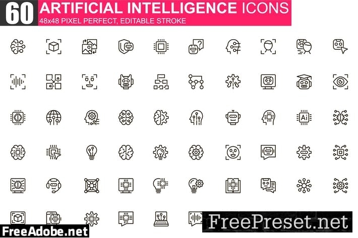 Artificial Intelligence Thin Line Icons Pack C6C7D2C