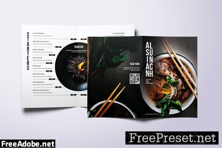 Asian Cuisine Elegant Bifold Menu A4 & US Letter RZ4GAWX