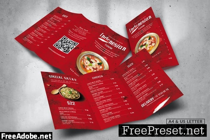 Asian Food Menu Design A4 & US Letter CDYBNLW