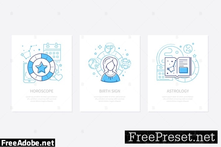 Astrology concept - line design style banners set FEYKLAJ