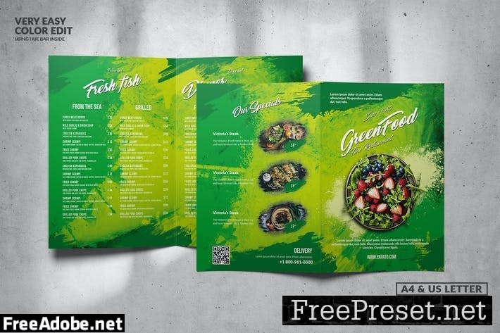 Green Food Menu Design A4 & US Letter J96CTUL