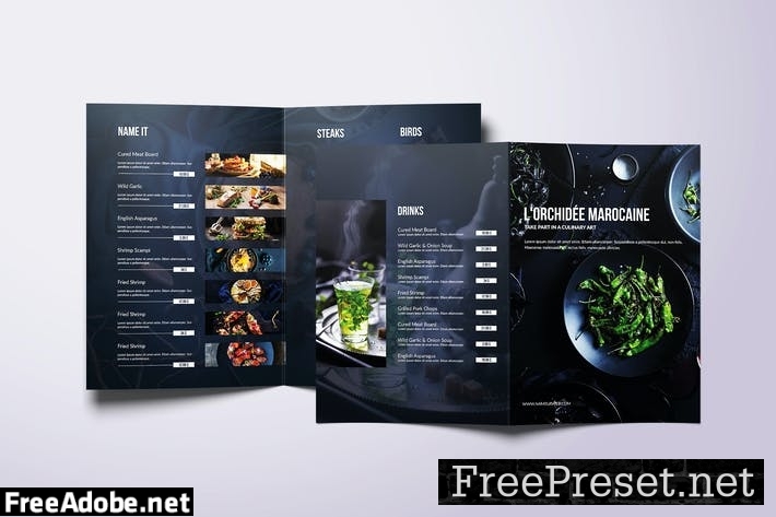 Fresh Minimal Bifold A4 & US Letter Food Menu 7YYBS2C