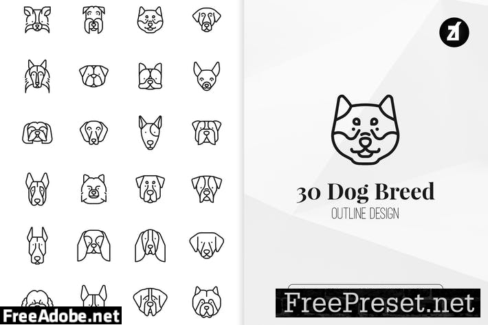 30 Dog breed in minimal design 2FGMVBP