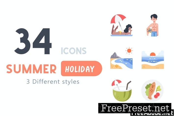 34 Summer Holiday icon set 8R8SU5R