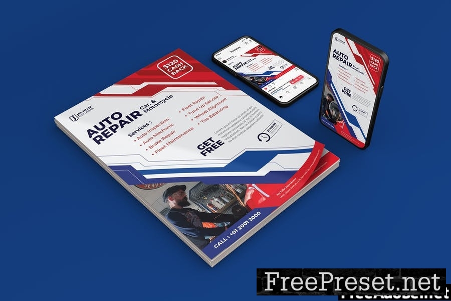 Auto Repair Flyer Template Set 73NT64E