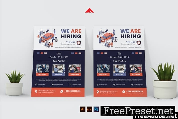 Automotive Mechanic Job Hiring Flyer Advertisement