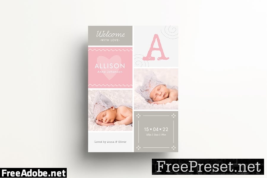 Baby Birth Announcement Card CZKUW8A