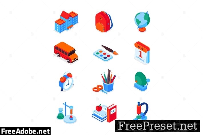 Back to school - modern colorful isometric icons 5A9X2HE