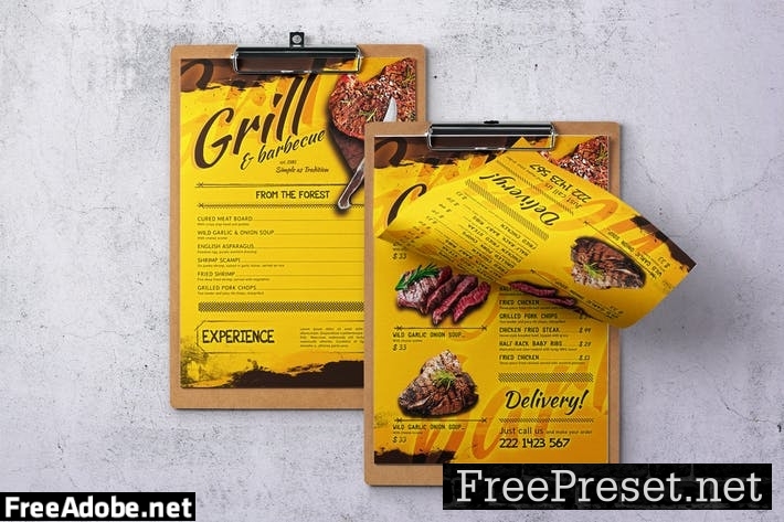 Barbecue Single Page A4 & US Letter Food Menu ZM5GK4P