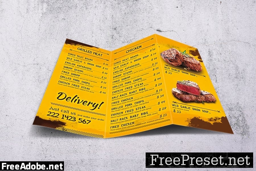 Barbecue Trifold A4 & US Letter Food Menu SJKM6L5