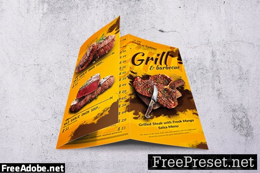 Barbecue Trifold A4 & US Letter Food Menu SJKM6L5