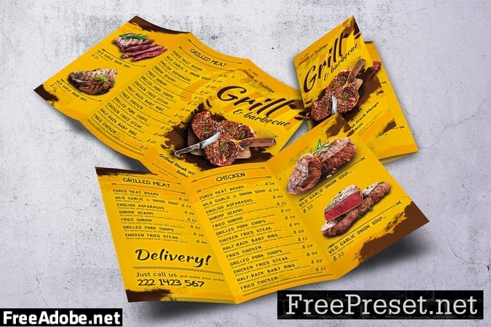 Barbecue Trifold A4 & US Letter Food Menu SJKM6L5