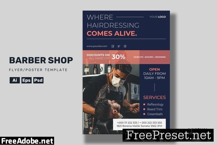 Barber Shop - Flyer Template 7TAPBJ3