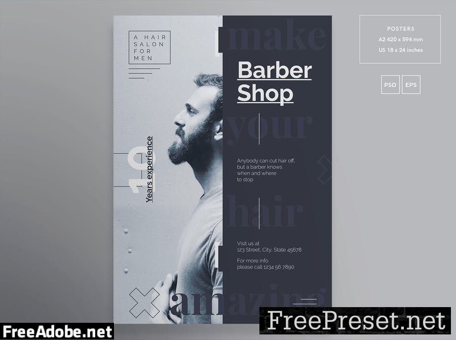 Barbershop Haircut Flyer and Poster Template