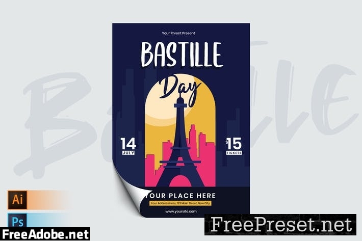 Bastille Day Flyer/Poster Template RH7BSYX