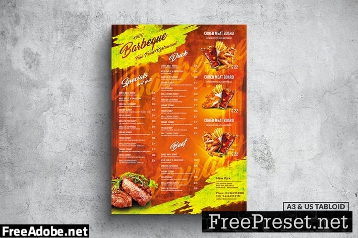 BBQ & Grill Poster Food Menu - A3 & US Tabloid 7NWHAED