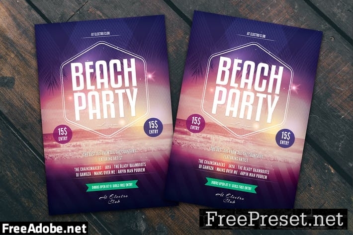 Beach Party Flyer Poster UTH2DM