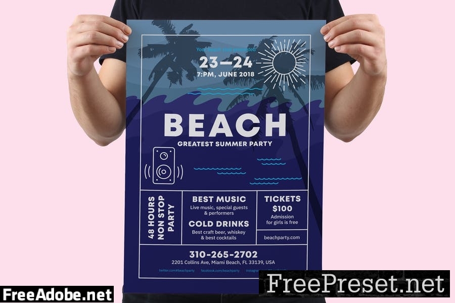 Beach Poster Template 8Y6NCU