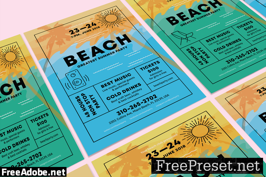 Beach Poster Template 8Y6NCU