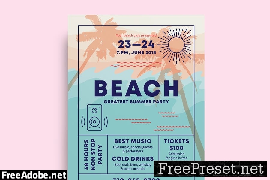 Beach Poster Template 8Y6NCU