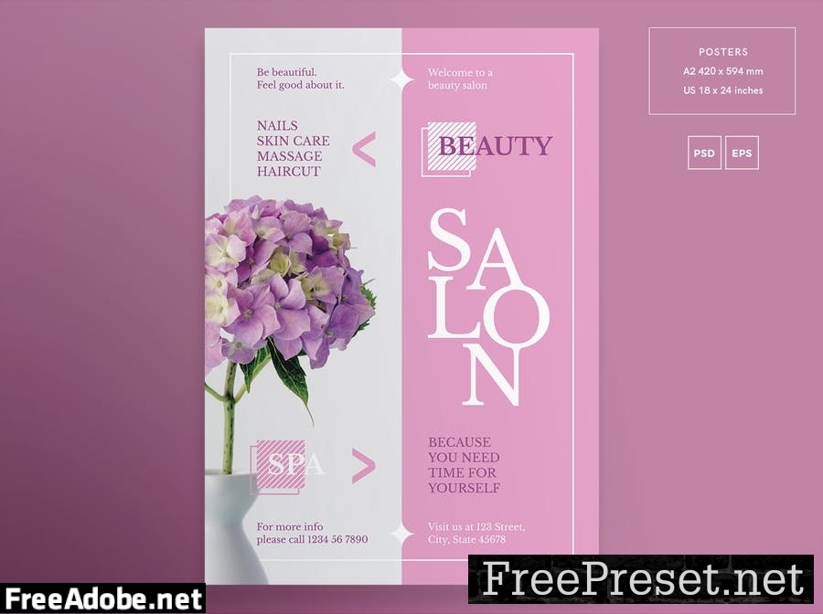 Beauty Salon Flyer and Poster Template 4UWSE9