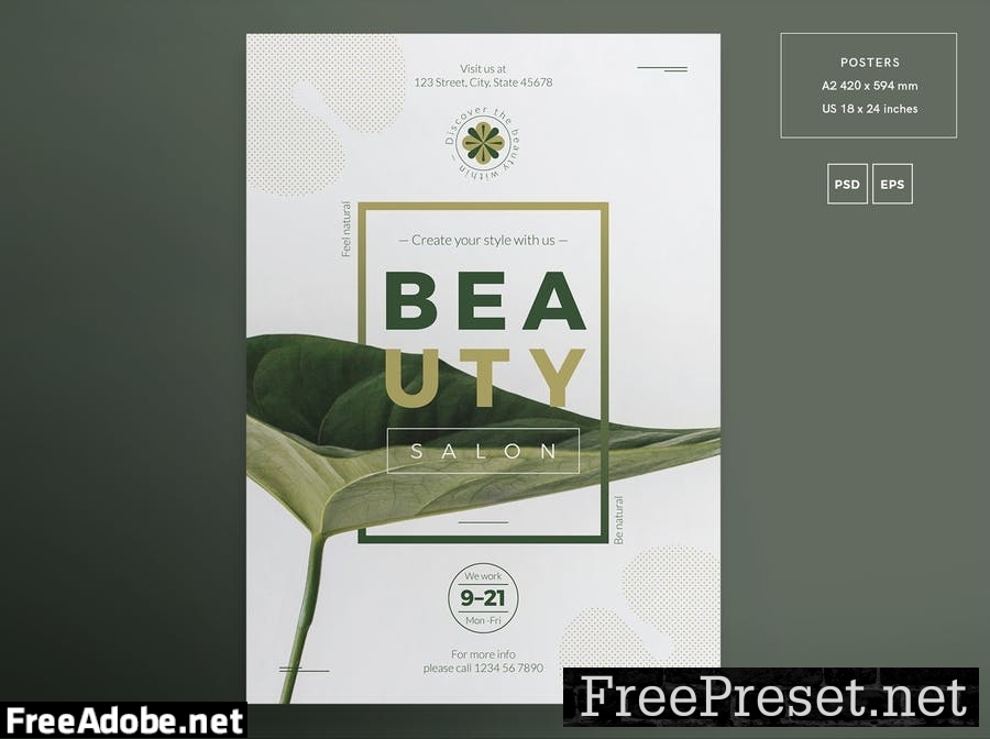 Beauty Salon Flyer and Poster Template EDDK64