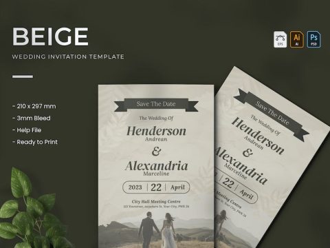 Beige - Wedding Invitation TAQCDZ5