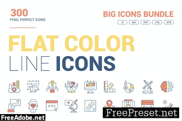 Big collection of Flat line color icons 4P797NG