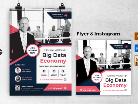 Big Data Company Webinar Flyer & Instagram 4X9XR7W