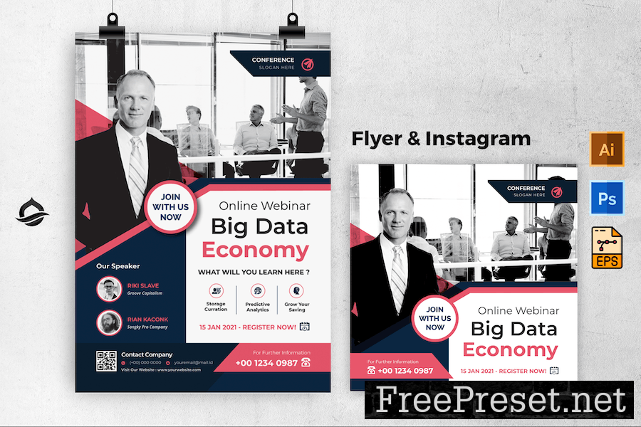 Big Data Company Webinar Flyer & Instagram 4X9XR7W