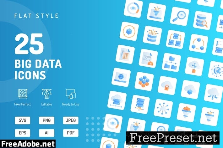 Big Data Flat Icons GRE3NT5