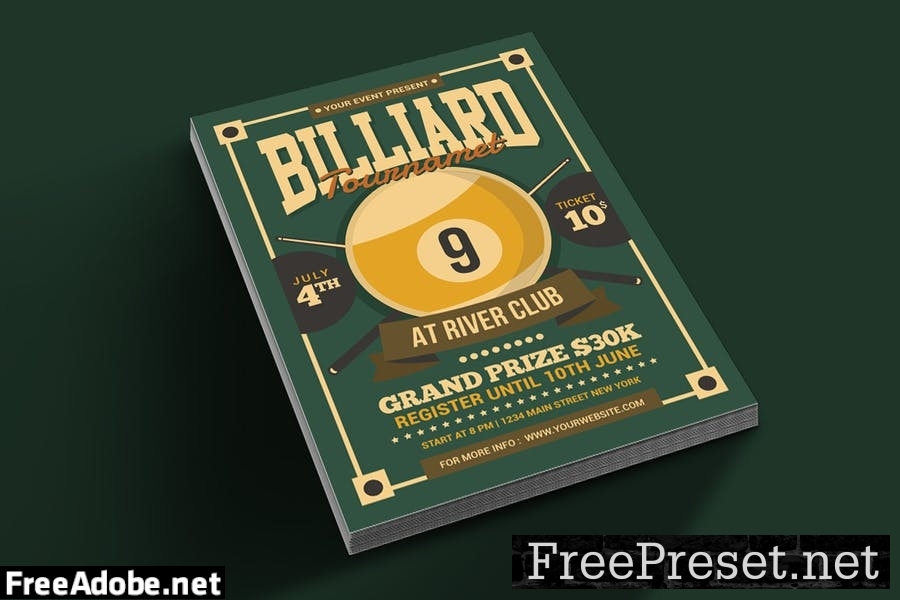 Billiards Tournament Flyer VKQKUNY