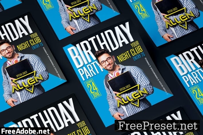 Birthday Party Flyer UPN85QR