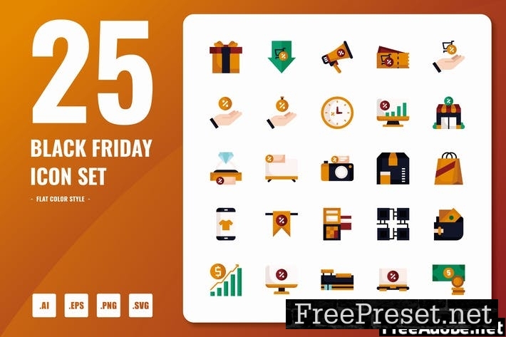 Black Friday Flat Icons E2CWCFR