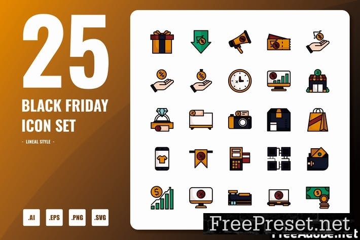 Black Friday Lineal Icons BD2UDJF