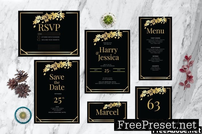 Black Gold - Wedding Invitation CKNRDB4