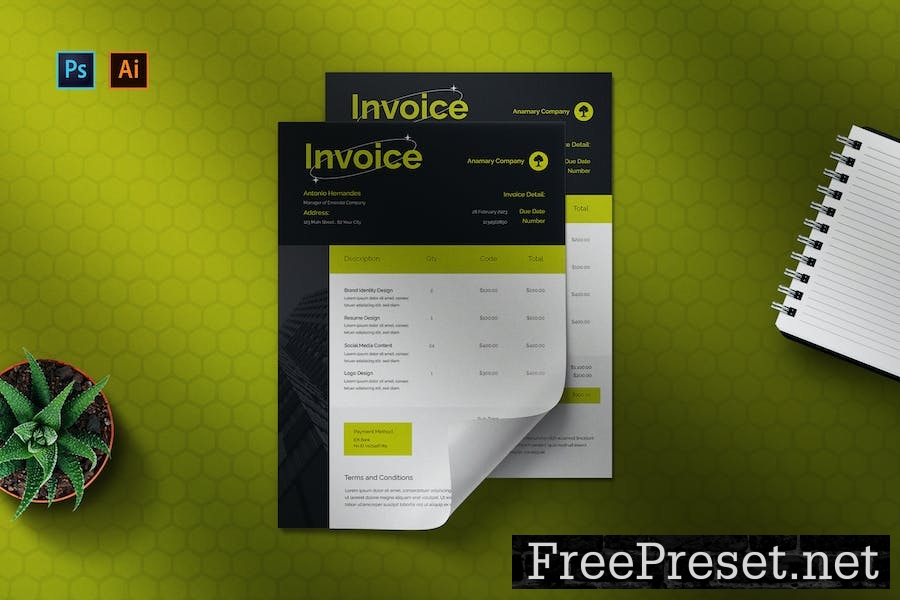 Black Minimalist - Invoice Template FZ3A2DP