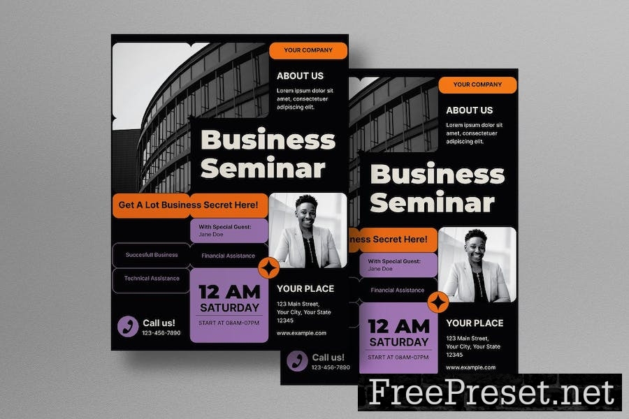 Black Modern Business Seminar Flyer YM4APSQ