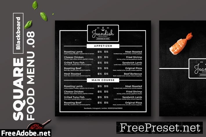 Blackboard Square Food Menu. 08 K8E29KA