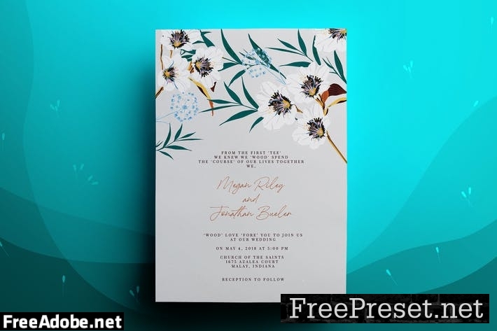 Blossom Wedding Invitation Card 3RTY9YN