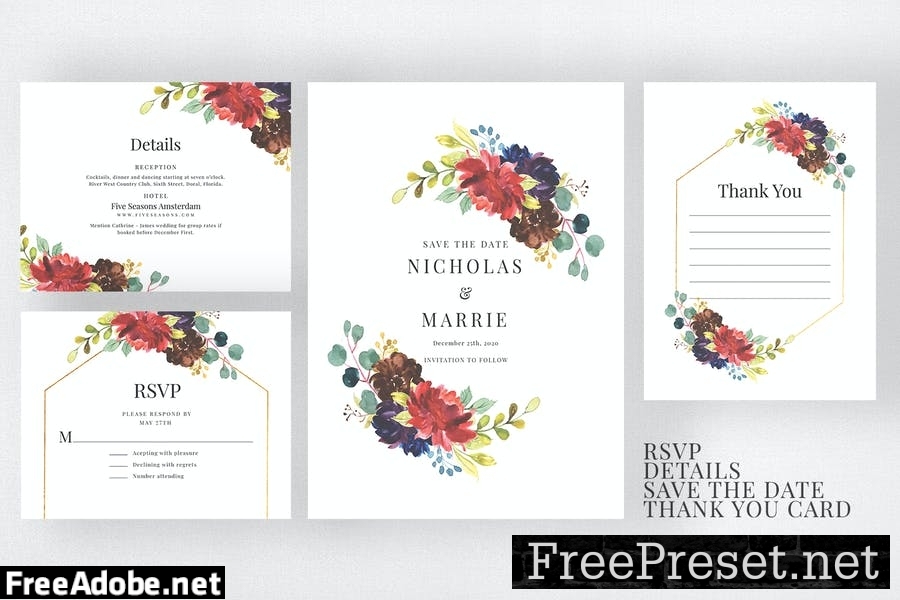 Blossoms Wedding Invitation Suite