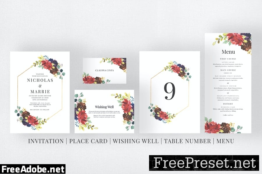 Blossoms Wedding Invitation Suite