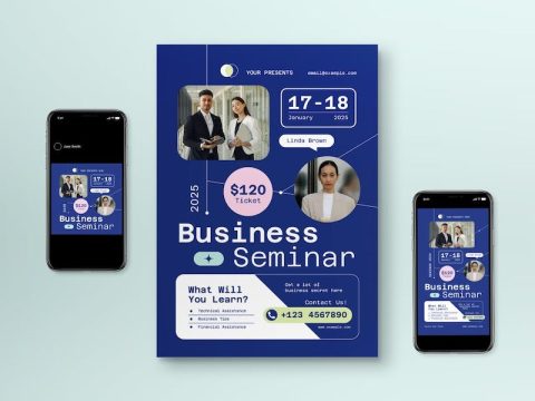 Blue Modern Business Seminar Flyer Set GW4GUQA