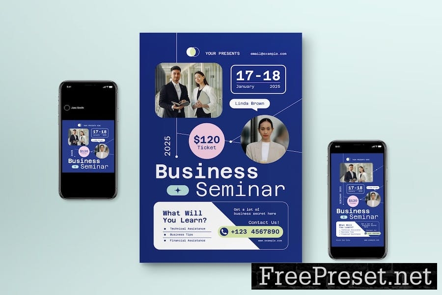 Blue Modern Business Seminar Flyer Set GW4GUQA