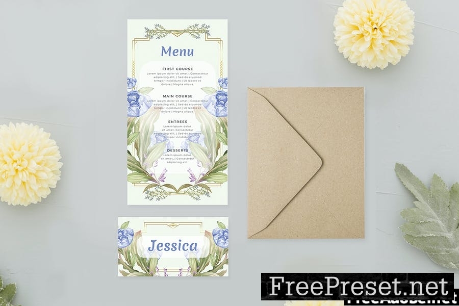 Blue Summer Rose - Wedding Invitation