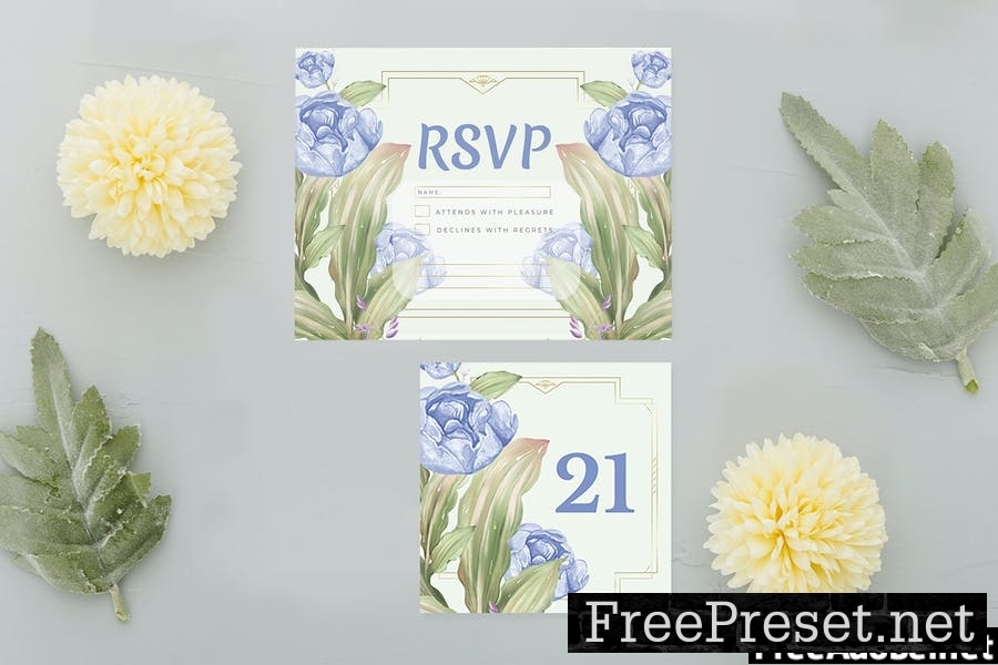 Blue Summer Rose - Wedding Invitation